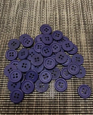 Navy Blue Matte Buttons 50 Pcs 14.35mm 4 Holes Sewing Craft Buttons - Image 1 of 2