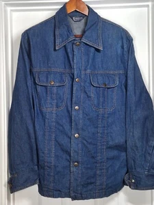 VTG Dee Cee Rappers Denim Shirt Jacket Mens Size M Jean Shacket USA MADE Stained - Picture 1 of 12