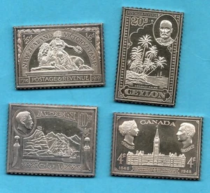 4 PUNZIERTE SILBERBARREN IM STIL VON BRIEFMARKEN. KOMBINATIONSGEWICHT 72,3 gms. - Bild 1 von 2