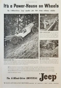 1947 Jeep willy 4 wheel drive overland Motors Vintage Ad Power house on wheels - Picture 1 of 1