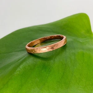 Copper Ring Size 12.75 Band Minimal Texture Hammered Solid Handcrafted Made USA - Picture 1 of 9