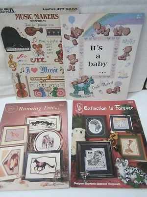 Cross Stitch MUSIC MAKERS, It's a Baby, Wild Mustangs, EXTINCTION is FOREVER  - image 1 of 4