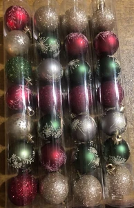 Christmas Noel Shatterproof Ball Ornaments Lot of 4 Tubes Holiday Decor Tree - Picture 1 of 7