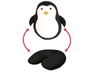 Kikkerland Zip and Flip Travel Pillow - Brown Bear or Penguin - Picture 1 of 4