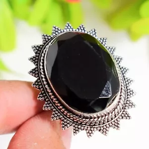 925 Sterling Silver Black Spinel Gemstone Handmade Unisex Jewelry All Size - Picture 1 of 4