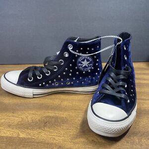 Blue Velour Converse Chuck Taylor All Star Silver Stud Size 5 Sneakers 558993C