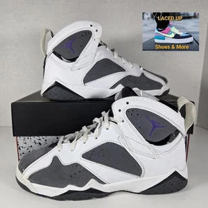 Nike Air Jordan 7 Retro Flint GS White/Grey/Purple Size 6Y - Picture 1 of 9