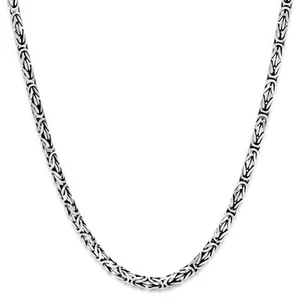 Königskette Rund 4 mm Oxidiert Massiv 925 Silber Halskette Karabinerverschluss - Bild 1 von 25
