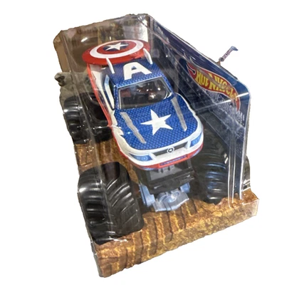 Hot Wheels Monster Jam 1:24 Captain America Truck Die Cast Metal Body Age 3+ NIB - Image 1 of 3