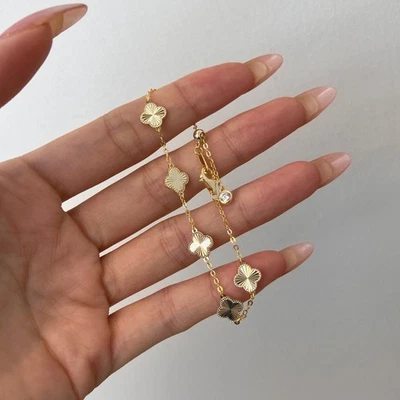 Bracciale Donna Quadrifogli Argento 925 Placcato Oro 14K ✨ - Immagine 1 di 4