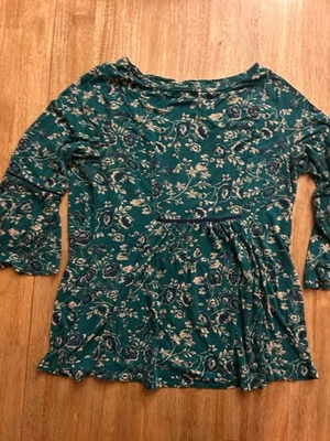 Blusa para mujer Westport 1962 L verde floral manga larga túnica top boho informal Foto 1 de 4