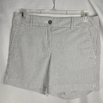 Pantalones Cortos Loft Nuevos con Etiquetas Gris y Blanco Rayas 6" Algodón con Bolsillos Talla 8 Foto 1 de 4