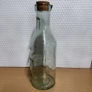 Vintage Milk Green Glass Bottle W Cork Embossed Cow Absolutely Pure Milk - Picture 1 of 9
