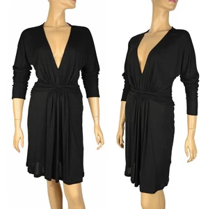 STELLA MCCARTNEY DRESS BLACK JERSEY LBD LONG SLEEVES V-NECKLINE sz IT 40 US 4 - Picture 1 of 8