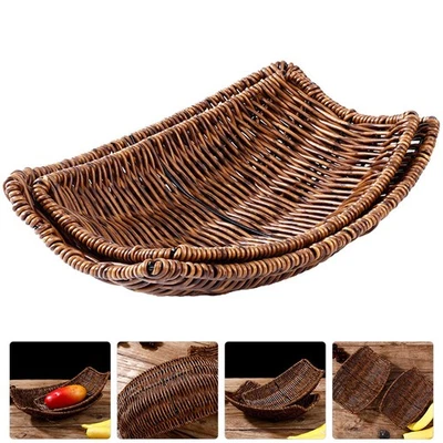  2pcs Snack Aufbewahrungskorb dekorativen Obstkorb Haushalt gefälschter Rattan - Bild 1 von 4