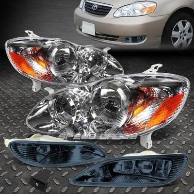 FARO CARCASA CROMADA + LUZ LATERAL ÁMBAR + FARO ANTINIEBLA AHUMADO PARA 03-08 COROLLA E120 Foto 1 de 4