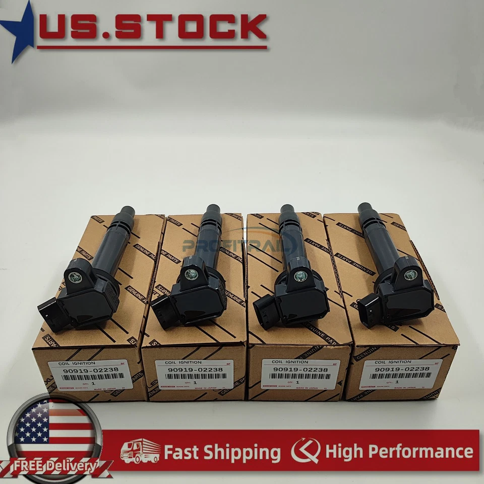 4X NEW DENSO Ignition Coils 90919-02238 for Celica GTS Corolla Matrix - Image 1 of 4