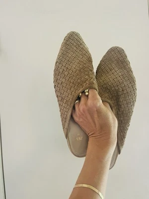 Zara Cesta Tejido Cuero Gamuza Cottagecore Mínimo Sin Cordones Plano Mula 40/9 Foto 1 de 4