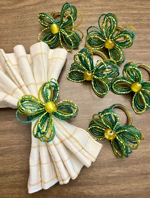 Juego de 6 servilletas boho Pier One mariposa con cuentas decoración de núcleo de cabaña vintage Foto 1 de 4