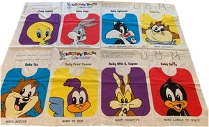 Vintage Warner Brothers Cartoon 1990er Stoff 8 Lätzchen ungeschnitten Nähen Handwerk Quilten - Bild 1 von 9