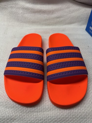 Adidas Originals Adilette Slides Sandali Avvertimento Arancione e Viola Pastello Uomo 11