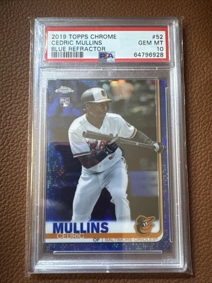 2019 Topps Chrome Cedric Mullins Blue Refractor #52 /150 Psa Gem Mint 10 Orioles - Image 1 of 3