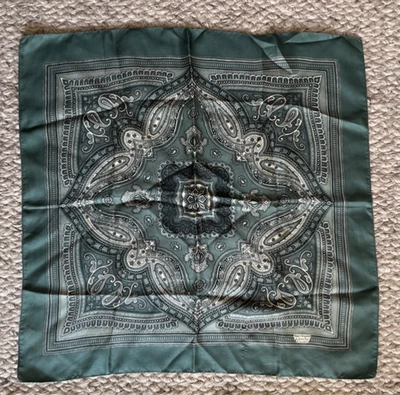 VINTAGE LIBERTY OF LONDON SCARF—-Greens—- 23” Square England - Image 1 of 4