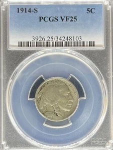 1914-S Buffalo Nickel VF25 PCGS (#PA34248103) - Picture 1 of 2