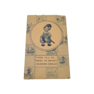 Dutch Scenes on Tiles Behind Little Dutch Boy-Old PC-Vhen Vill Ve Meet To Shveet - Picture 1 of 2