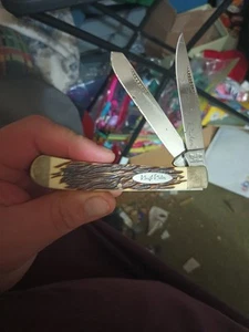 Rough Rider Brown Cinnamon Stag Bone Carbon Steel 2 Blade Trapper Pocket Knife - Picture 1 of 7