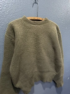 Maglione vintage anni 40 seconda guerra mondiale esercito americano verde lana tasso bianco taglia small - Foto 1 di 4