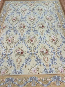 9' x 12'3" Chinese Aubusson Oriental Rug - Flat Weave - Hand Made - 100% Wool - Picture 1 of 12