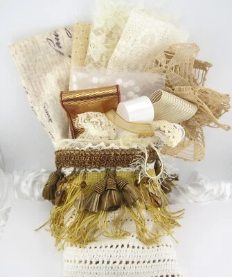 Tela, encaje y cintas de punto lento Junk Journal 20 piezas de tela vintage Foto 1 de 4