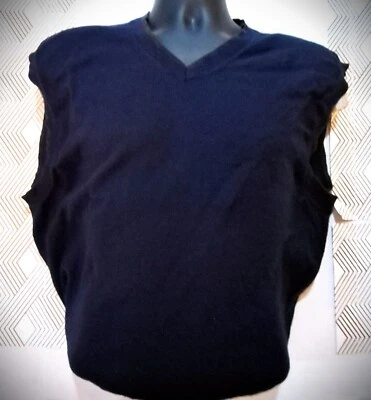 VTG Lincs by David Chu Men's XL Cotton Cashmere Blend Vest 2YK Navy Blue - Image 1 of 4