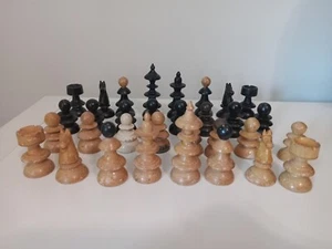 Antike Schachfiguren alt Wiener Kaffeehausstil groß ca. 1920er - 50er Jahre - Bild 1 von 14
