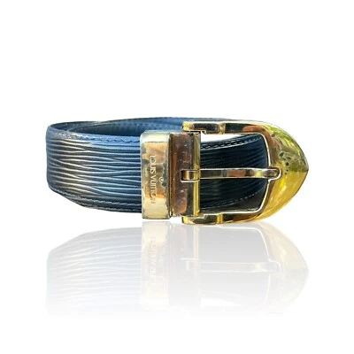 LOUIS VUITTON Cinturón de Cuero EPI Ajustable Suntul Hebilla Dorada De Colección Usado Foto 1 de 4