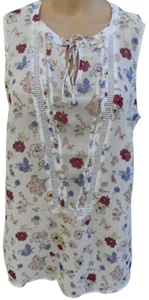 Street One Damen Top 38 Weiß Tunika Trägershirt Sommer Muster Ärmellos Longtop - Bild 1 von 8