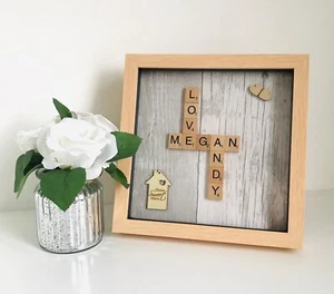 Personalised scrabble photo frame In Pine - Picture 1 of 1