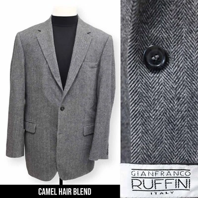 GIANFRANCO RUFFINI TWEED Hombre Gris Camello Abrigo Deportivo Traje Chaqueta Blazer 44 L Foto 1 de 4