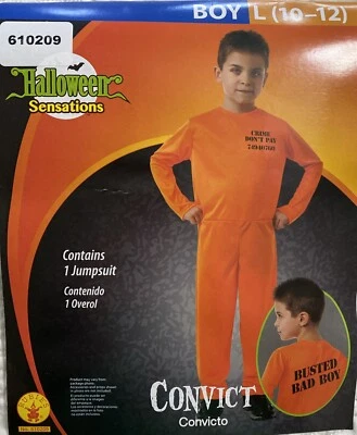 Mono de convicto naranja de Rubí disfraz para niño, grande 10-12 prisión de prisioneros Foto 1 de 3