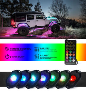 4pods RGB Rock Lights kit app sync remote Control under car led kit off road
