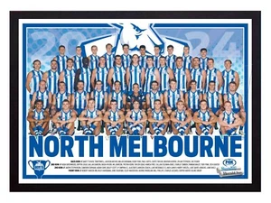 Framed 2024 North Melbourne Kangaroos AFL Football Poster - 45cm x 32cm x 3cm - Foto 1 di 4