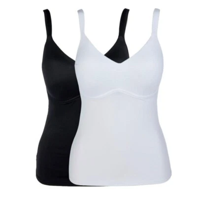 Rhonda Shear 2 Pack Molded Cup Cami Tank Top Size XL Black White 611.8 Layers - Imagem 1 de 4