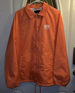 NWT Vans Off The Wall Skate Coach’s Jacket Lined LG Heavy Windbreaker Orange - Picture 1 of 13