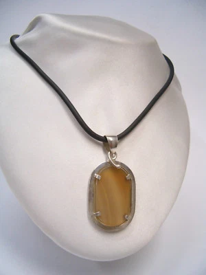 Ciondolo in ARGENTO 925 con AGATA naturale - Caucciù con Pietra Dura pendente - Immagine 1 di 4