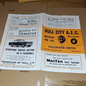 1958-1959 Division 3 Hull City V Colchester United sehr guter Zustand - Bild 1 von 2