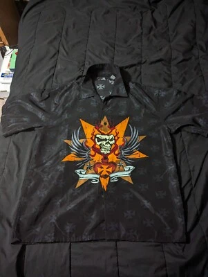 Рубашка мужская City Impact XL черная двусторонняя измельчитель железный крест череп крылья - Изображение 1 из 4