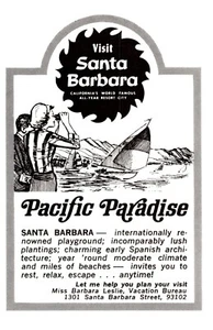 1968 Visit Santa Barbara Pacific Paradise Spanish Architecture Print Ad - Bild 1 von 3