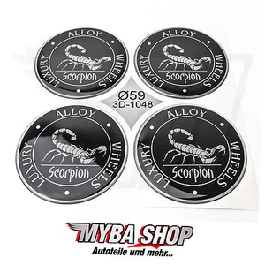 4x Silicone Sticker Scorpion ∅= 2 5/16in For Hub Caps Emblems Sticker New - Picture 1 of 1