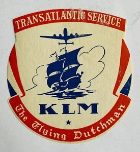 KLM Airlines gestanzter Vintage Papier Aufkleber/Etikett - 3" über 3,25" hoch - Bild 1 von 1